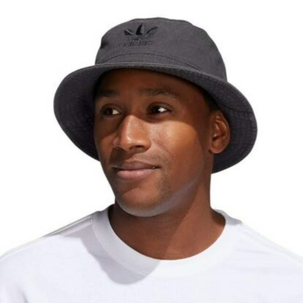 Adidas Unisex Originals Washed Bucket Hat Cap Carbon Grey/Black New Tags OSFA